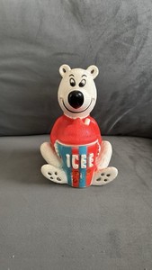 Vintage RARE 1970s Icee Bear Vinyl Advertising Squeezable Bear Bank