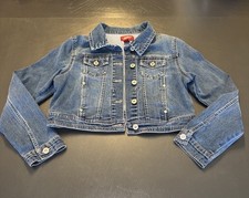 Cute Arizona Jean Co Denim Jacket Girls Size XL 14/16 Blue Button Up Cropped