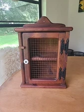 Vintage Primitive Hanging Spice , Cup, Trinket Bathroom  Cabinet 