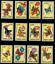 Sierra Leone 1993 - Butterflies - Set of 12 Stamps - Scott #1628-39 - MNH