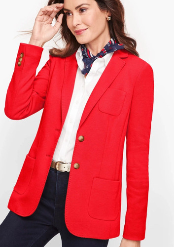 NEW! Talbots Aberdeen Red Knit Blazer SZ 2 PREPPY CLASSIC OFFICE PROFESSIONAL