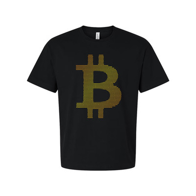 Unisex Crypto T Shirt With Digital Bitcoin Symbol Made From Binary Dots Artwork
