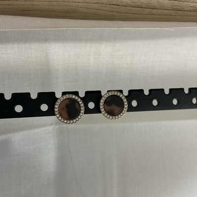 MICHAEL KORS Signed Logo Rose Goldtone Round Tortoise Colored Stud 1/2'' Earrings