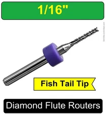 1/16" Router Bit Carbide .256" Depth Diamond Flutes 1 Piece Carbon Fiber R133