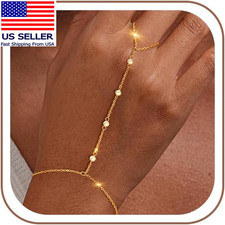3PCS Gold Hand Chain Bracelets for Women, 18K Gold Plated Dainty Stackable Hand