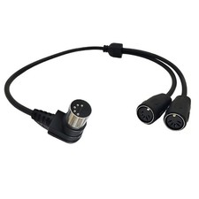 5 PIN MIDI DIN Male Right Angle Plug to 2 Female Socket Y Splitter Adapter Cable