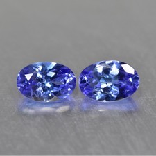 1.11Ct 2Pcs) Oval_Dazzling Eye Clean Natural Purplish Blue Tanzanite