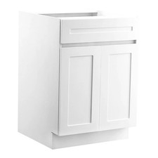 White Shaker Base Cabinet with Drawer, 24-Inch Unassembled Drawer Base Cabinet,