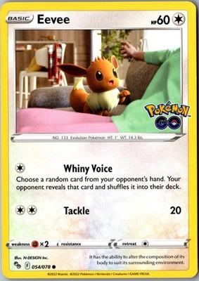 Eevee 054/078 Common Pokemon GO Lightly Played Pokemon Card Fan Favorite