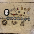Small Lot Of Vintage Costume Jewelry Bracelet Brooch Pendant Earrings Pins