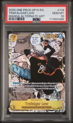 PSA 10 Trafalgar Law OP10-119 Manga Alternate Art - Royal Blood - One Piece Card