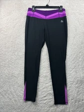 RBX Leggings Black Pink Purple Polyester Spandex Blend Womens Medium Yoga Dance