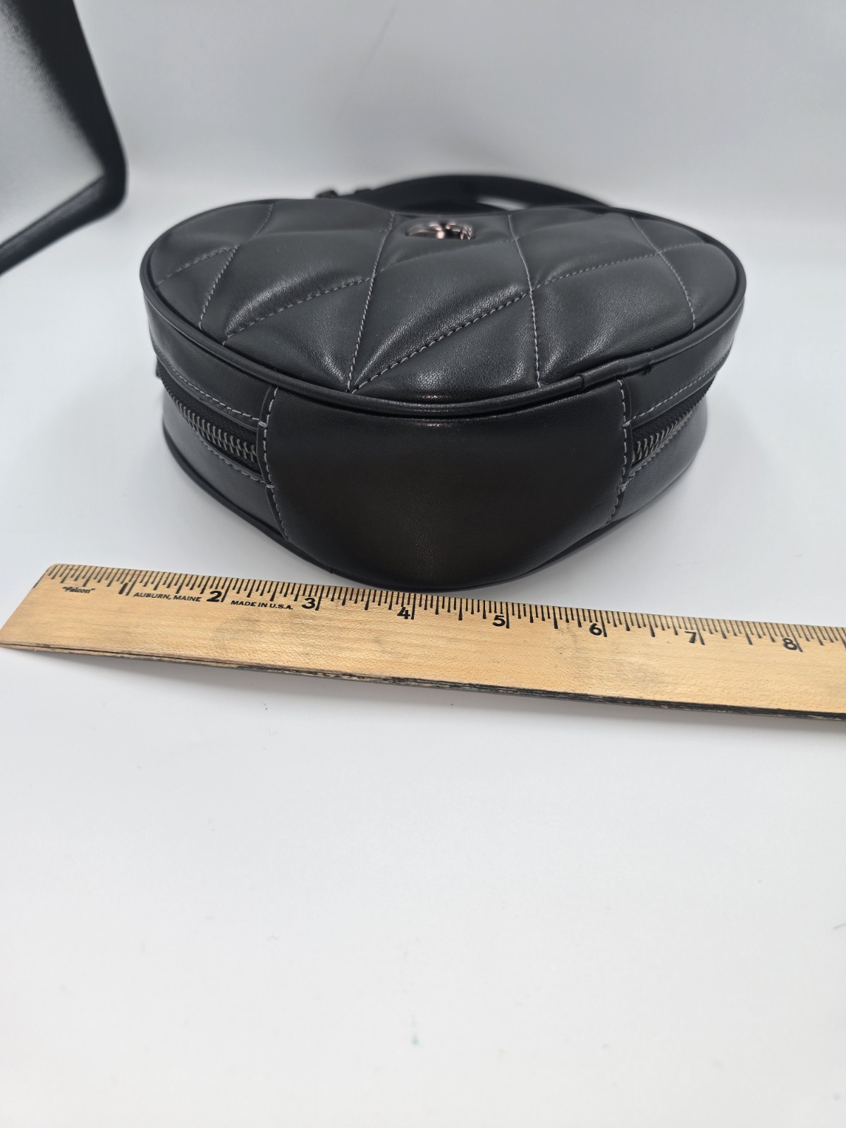 COACH CE725 Quilted Black Leather Heart Crossbody Purse Gunmetal Hardware image 5