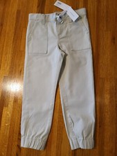 Janie  Jack Boys Pants Beige Elastic Cuffs Adjustable Waist Size 5 NWT