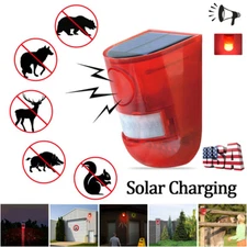 Solar Alarm LED Light Solar Strobe Light Wireless Motion Sensor Detector Outdoor