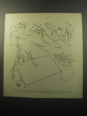 1951 Cartoon by George Price- Two blocks straight ahead to Chestnut Street,
