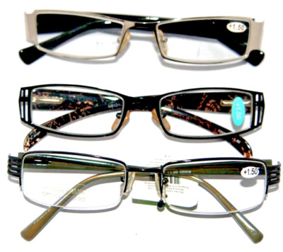 3 Lady / Girls Reading Glasses  Fashion variety pack compact readers  Power+1.50
