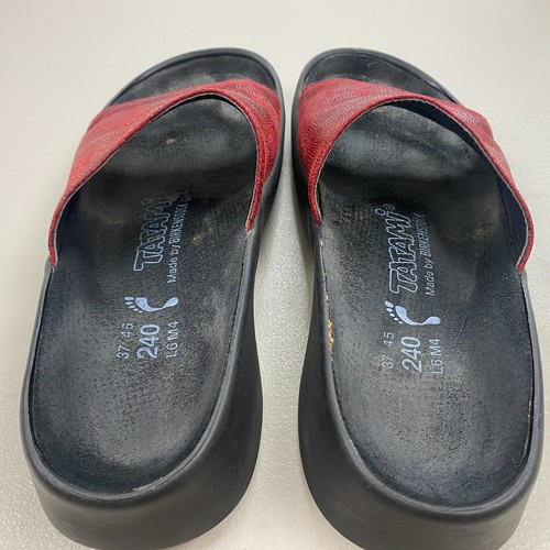 Birkenstock Tatami Sandals Womens 6 Red Leather Animal Print Slides Open Toe 37 - Picture 7 of 12
