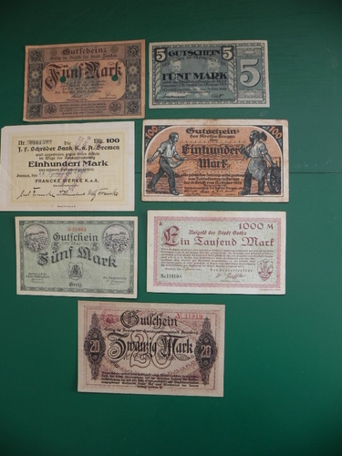 Duitsland 7 oude bankbiljetten