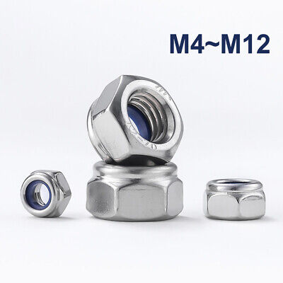 Hex Nylon-Insert Locknuts 201 Stainless Steel M4 M5 M6 M8 M10