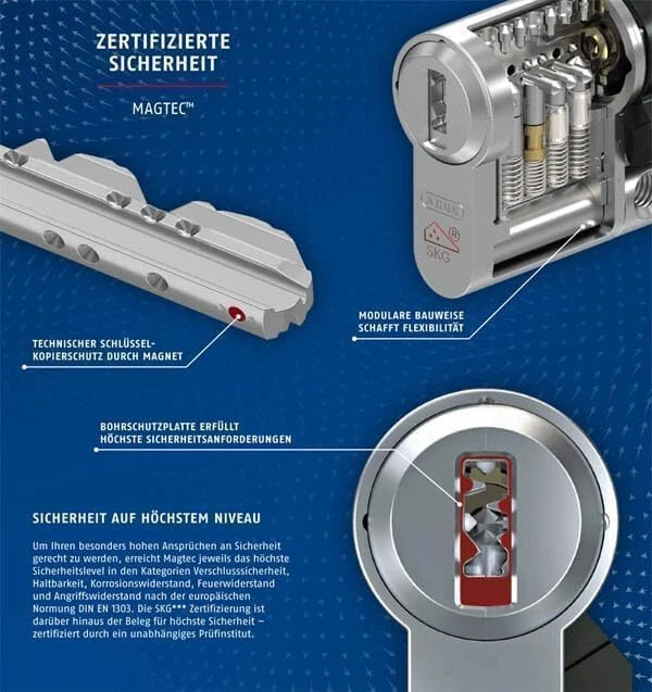 Serratura di sicurezza doppio cilindro ABUS MAGTEC 2500 incl. 3 chiavi di sicurezza - Immagine 3 di 4