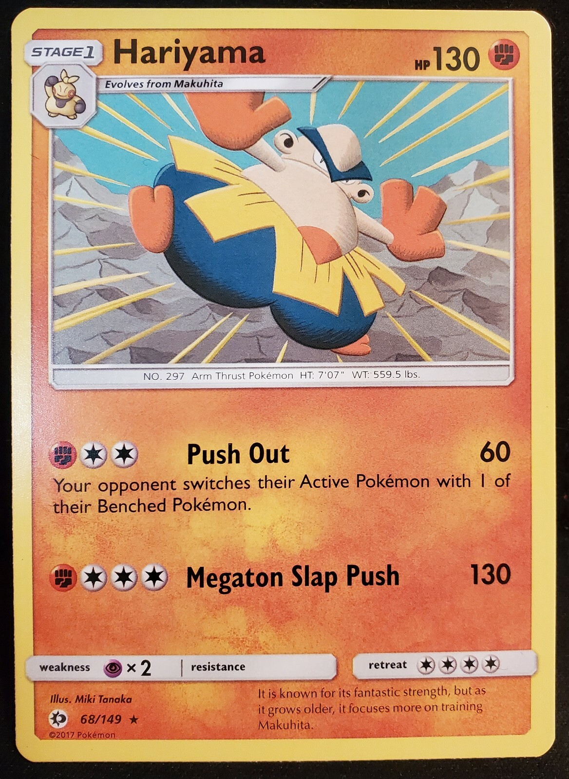 Hariyama - 68/149 - Sun & Moon Base Set - Rare - Pokémon TCG Card - NM