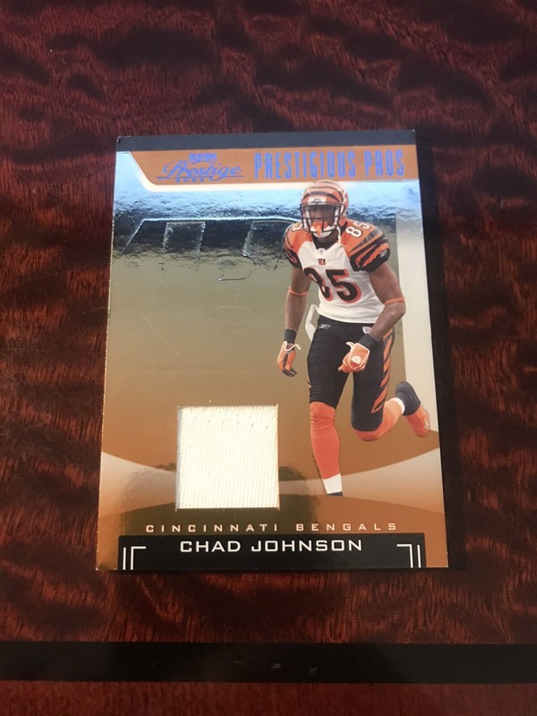 2006 Playoff Prestige CHAD JOHNSON Game Used Jersey Relic Football Card