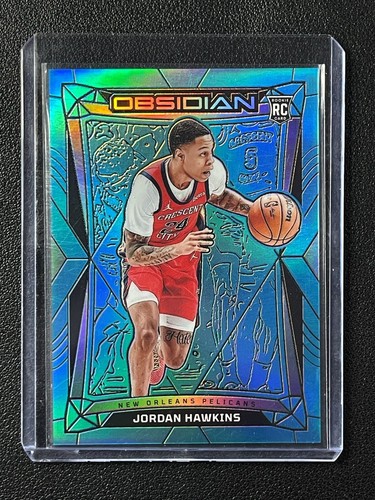 JORDAN HAWKINS 2023-24 PANINI OBSIDIAN FOTL #93 ROOKIE BLUE FLOOD RC 04/16