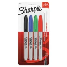 Sharpie Permanent Markers, Fine Point, Assorted Colors, 4-Pack
