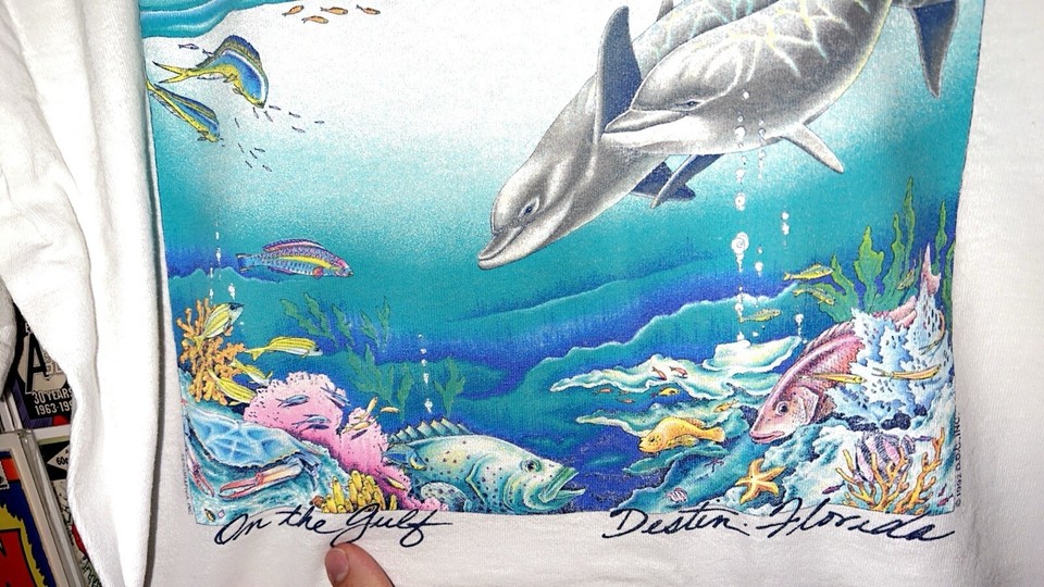 Vintage The Back Porch Destin Florida Tee Shirt Mens L White Beach