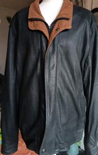 Remy Black Brown Double Collar Very Soft Leather Jacket Coat Sz 42 Vintage 