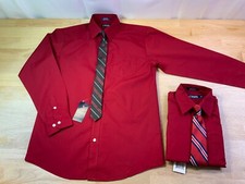 New Boy's Chaps LS Button Down Dress Shirt in Sienna Red 