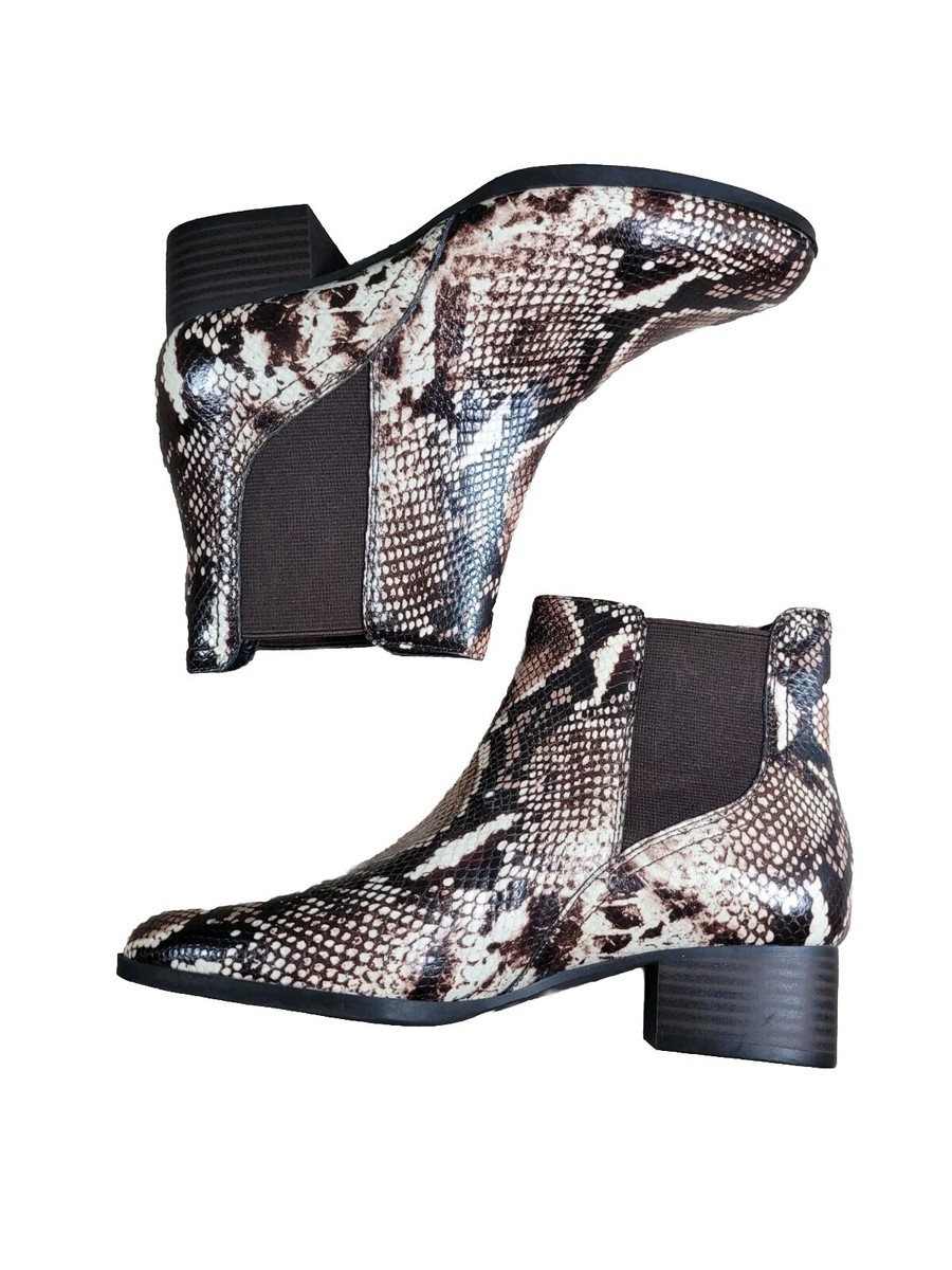 Alex Marie Ankle Boots Women's Size M Brown Python Print Leather Fabric  650