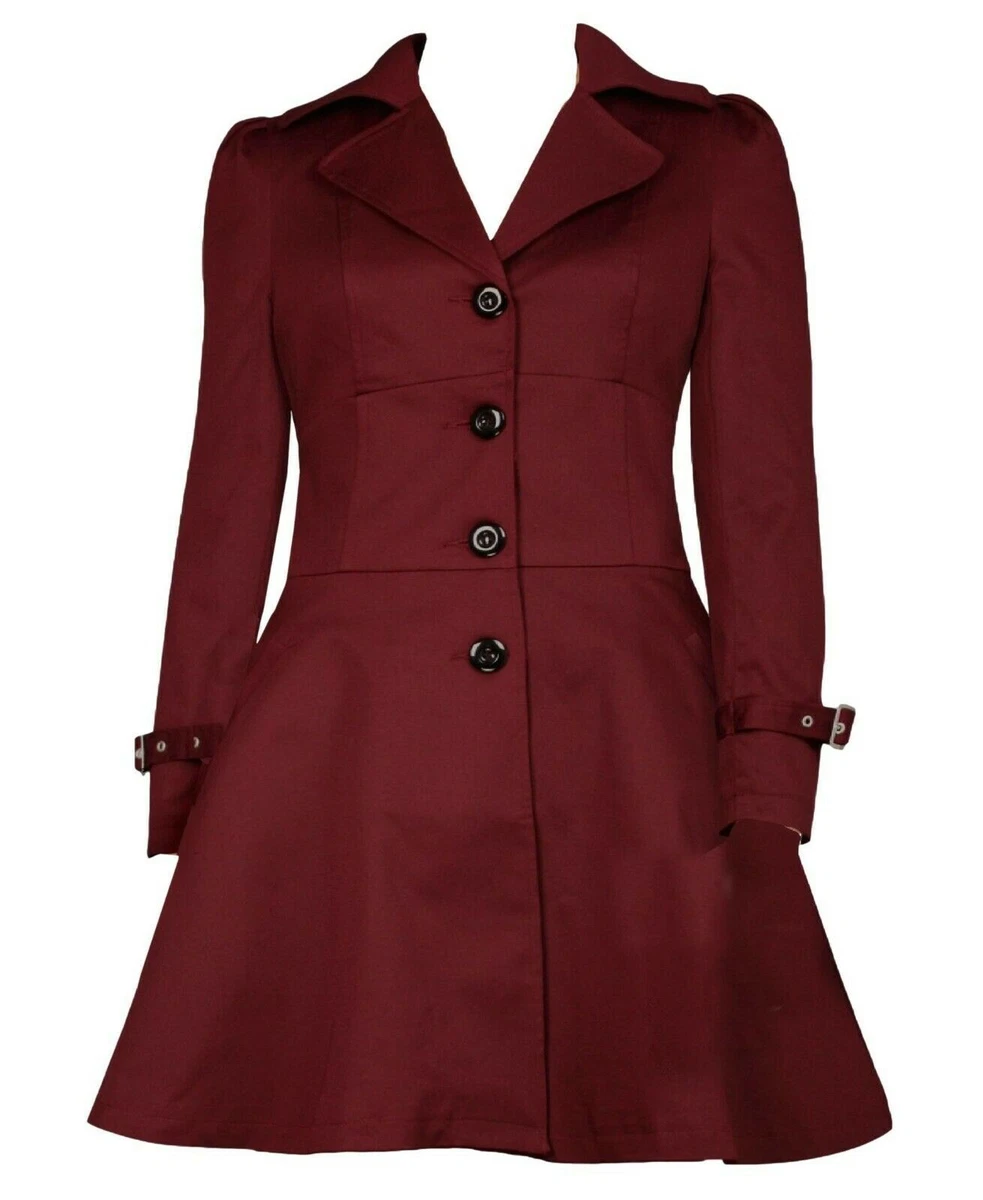 UK SIZE 8 BURGUNDY RED VICTORIAN RIDING JACKET COAT GOTHIC