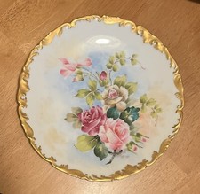 Tressemanes  Vogt Limoges Hand Painted Floral Decorative Plate With Gold Rim