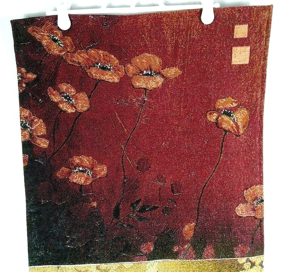 Don Li Leger Wall Tapestry Hanging Fine Art Floral Jacquard 51" No Rod Red Gold - Image 4 of 4