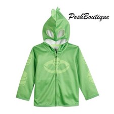 NWT Disney PJ Masks Gekko Boy Girl Costume Hoodie Jacket Mask 3T 4T Green