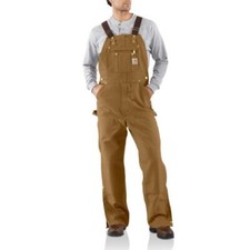 Carhartt Brown Non-Insulated Cotton Duck Double Front Bib Overalls NEW 
