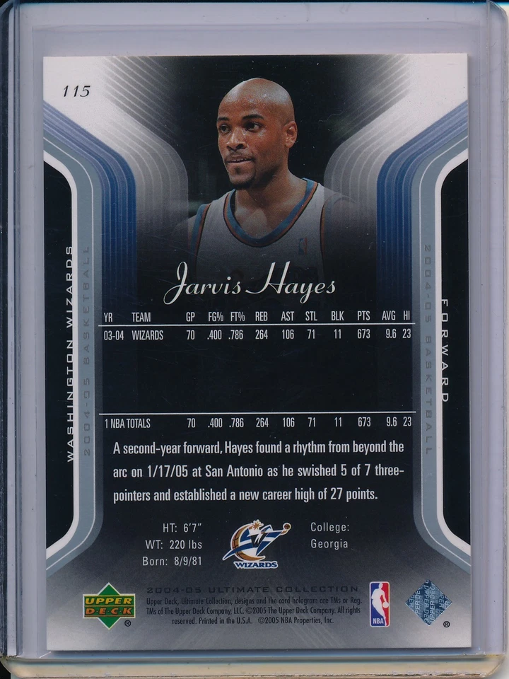 2004-05 UD Ultimate Collection JARVIS HAYES Wizards #115 97/750 - Image 2 of 3