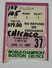 1987 Boston Celtics Ticket Top Bulls 108-105 Larry  Bird 138 PT/M.Jordan 17 PT🏀