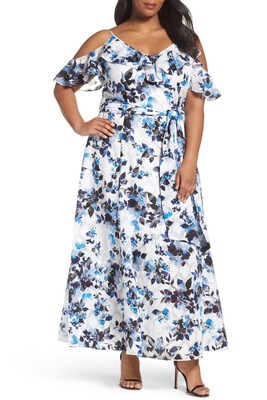 eliza j blue floral maxi dress