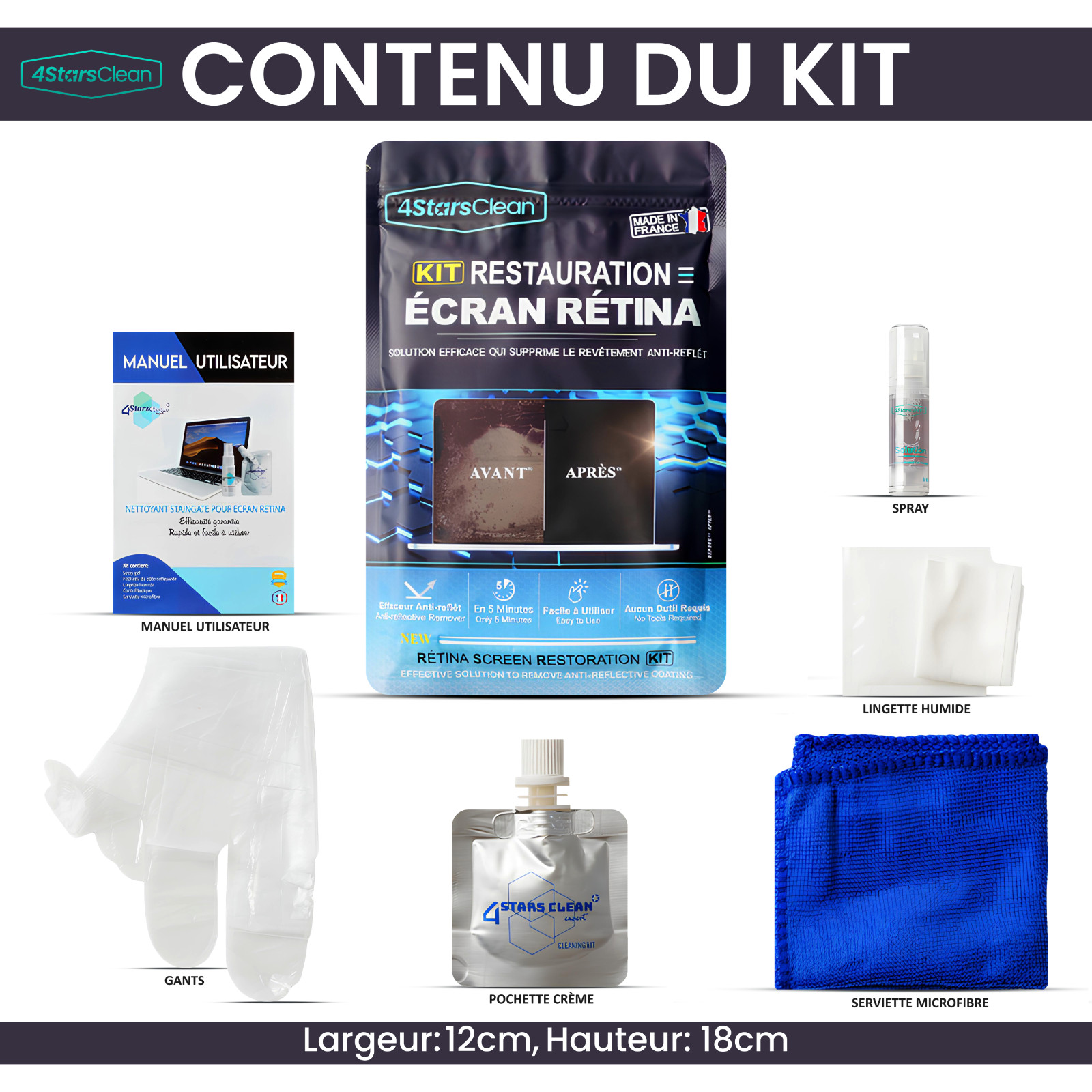 Kit Spray CLEANER SCREEN RETINA / REPAIR ANTI REFLECTIVE COATING , STAINS foto 3