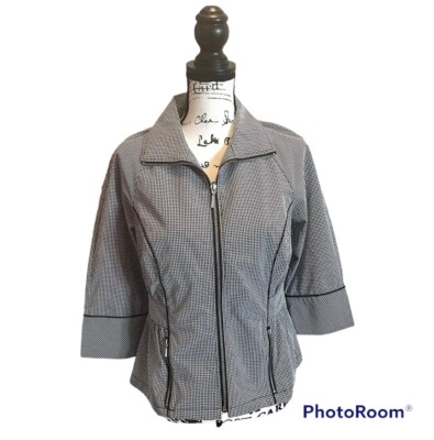 Drapers Damons Blazer Jacket Black White Size PXS Peplum Stretch Women s Gingham