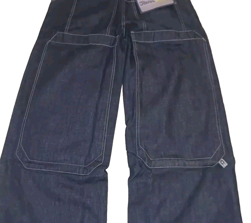 Criminal Damage Horn Jeans Large Pockets Wide Leg Trousers Loose