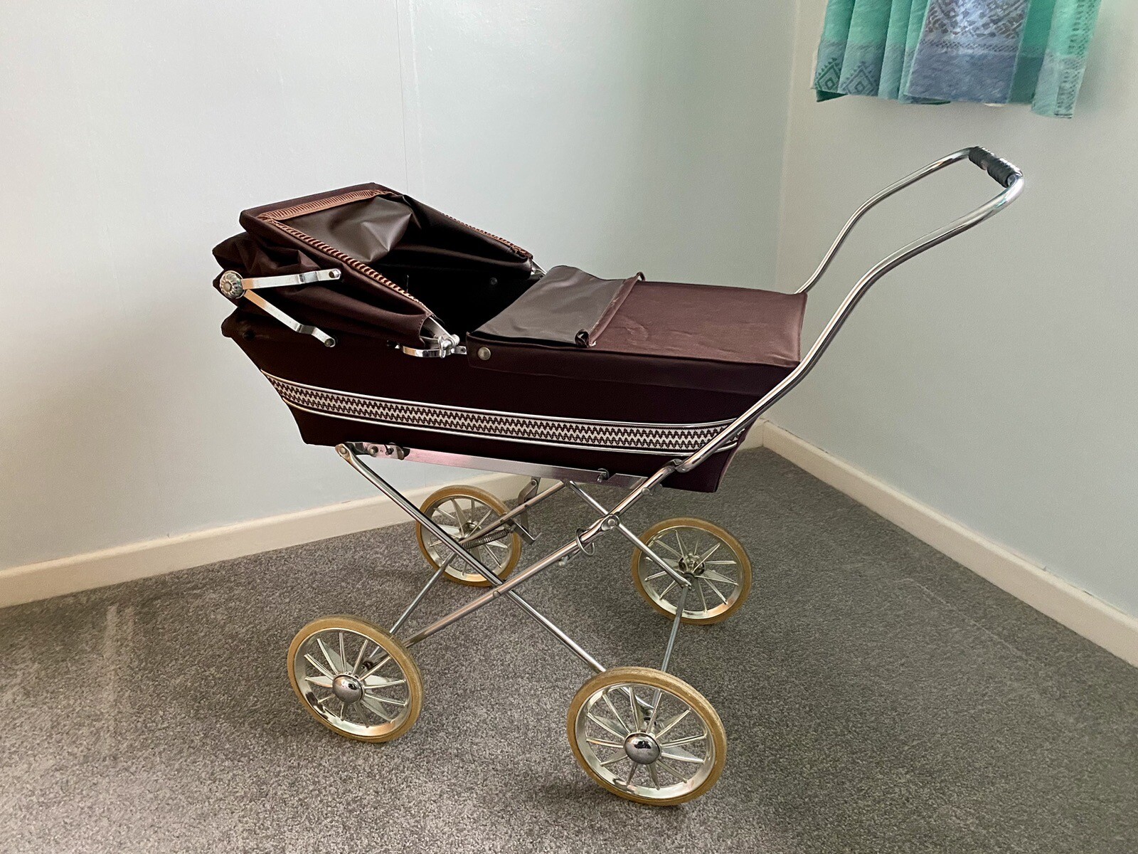 Vintage Silver Cross Collapsible Dolls Pram eBay