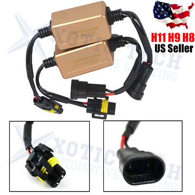 H11 H8 LED Headlight Canbus Error Free Anti Flicker Warning Canceller Decoder 2x