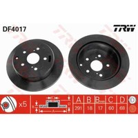 Trw 2X Bremsscheibe Hinten 291 BelüFtet FüR Toyota Previa _R1_ _R2_