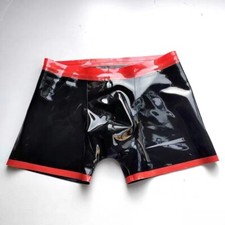Men Rubber Shorts Latex Underpants Boxer With Red border Briefs 0.4mm Hand-made