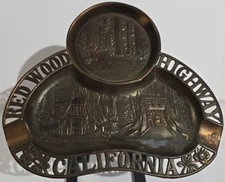 Redwood Highway California Souvenir Bronzed Metal Ashtray Big Trees Redwood