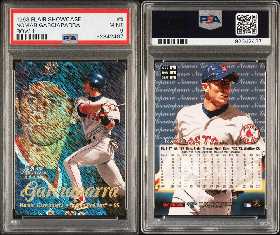 1998 Flair Showcase Row 1 #5 Nomar Garciaparra | PSA 9 Mint | Boston Red Sox - Image 3 of 3